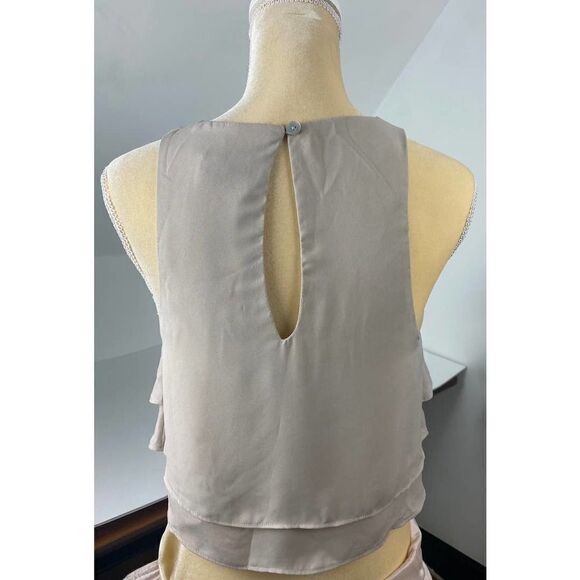 Show Me Your Mumu King Crop Top Beige Summer Spring Neutral Ruffle - Size Small - Picture 2 of 10